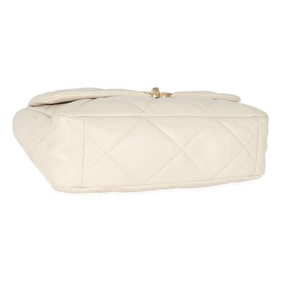 Chanel Ivory Shiny Quilted Lambskin Maxi Chanel 19 Flap Bag - Picture 7 of 7